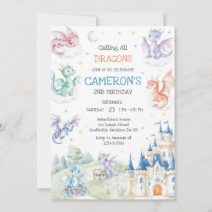 Calling All Dragons Birthday Invitation