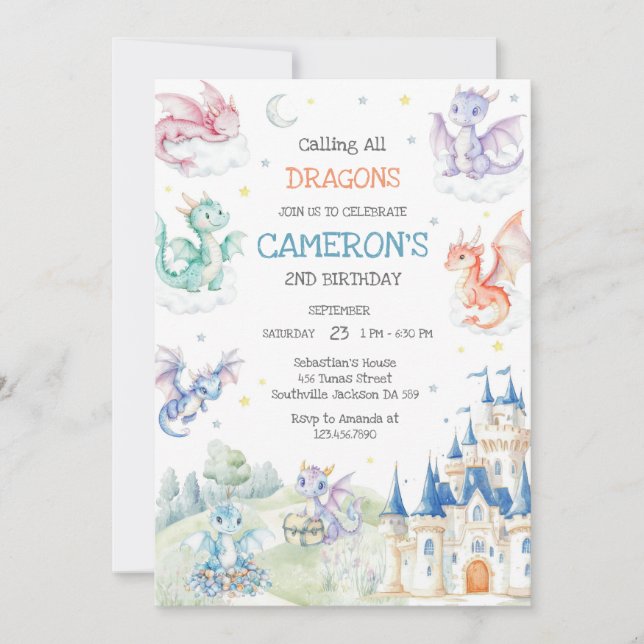 Calling All Dragons Birthday Invitation (Front)