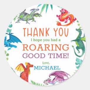 Calling all dragons birthday party classic round sticker