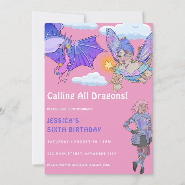 Calling All Dragons Kids Birthday Party Invitation (Front)