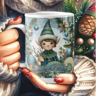 Calling All Elves Snowflake Christmas Party Funky Coffee Mug