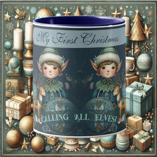 Calling All Elves Snowflakes My First Christmas  Mug (Calling All Elves Snowflakes My First Christmas Mug)