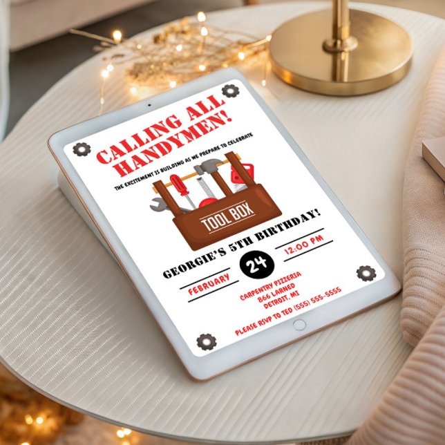 Calling all Handymen!  Construction Birthday Party Invitation (Creator Uploaded)