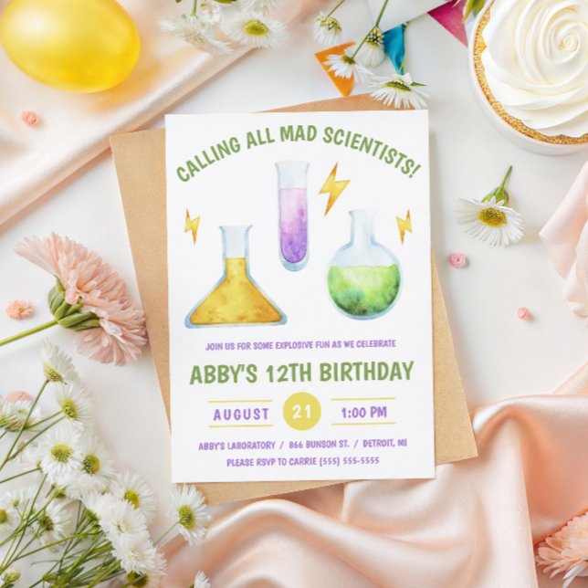 Calling all Mad Scientists! Science Birthday Party Invitation (Creator Uploaded)