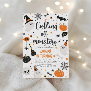 Calling all monster Halloween Birthday party Invitation