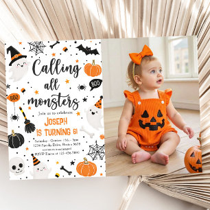 Calling all monster Halloween Birthday party Invitation