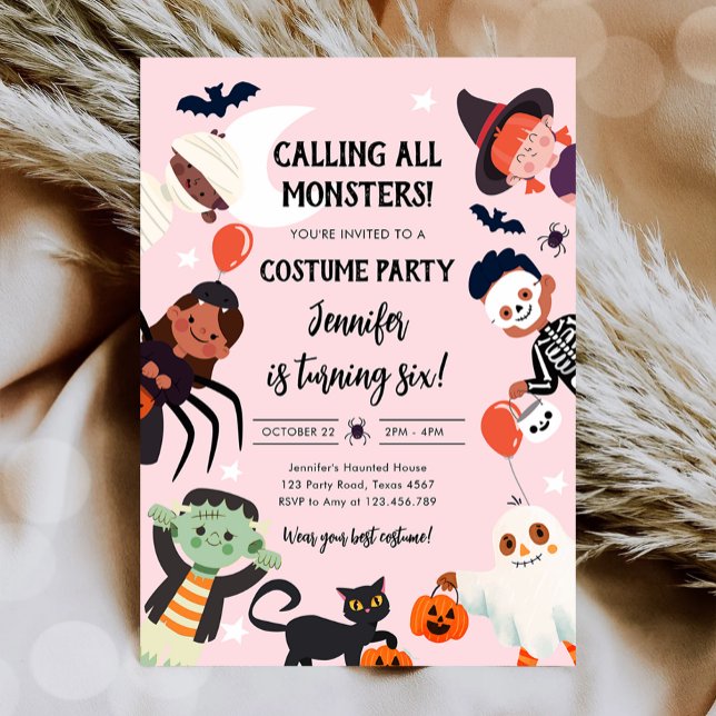 Calling All Monsters Halloween Costume Birthday Invitation (Creator Uploaded)