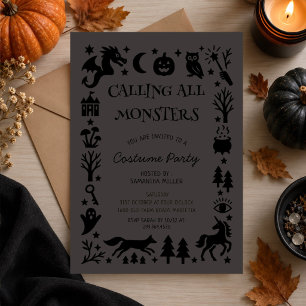 Calling All Monsters Halloween Costume Party Invitation