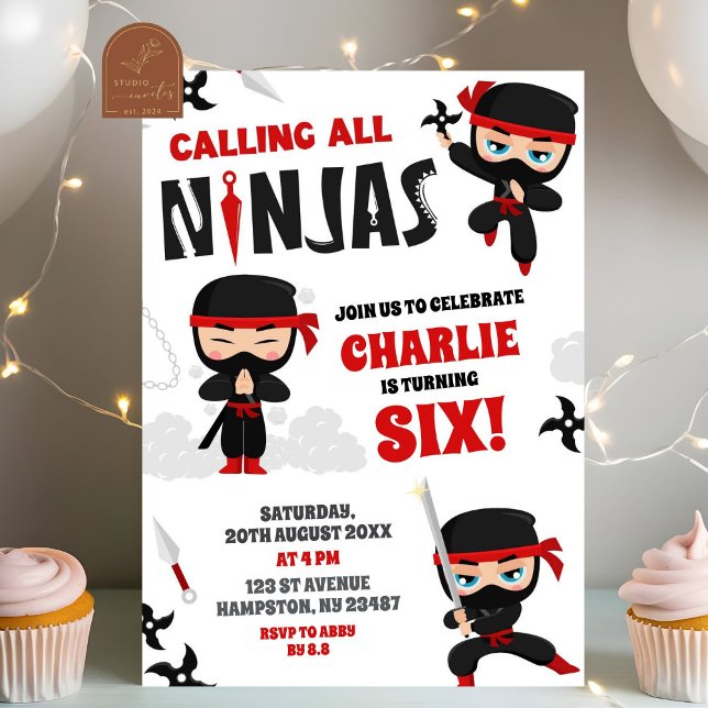 Calling All Ninjas Boy Birthday Invitation (Creator Uploaded)