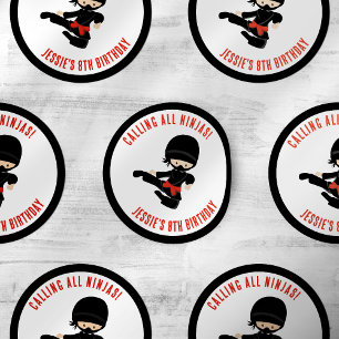 Calling all Ninjas! Kid's Birthday Party Classic Round Sticker