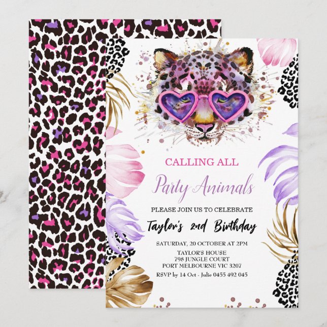 Calling All Party Animal Birthday Invitation (Front/Back)