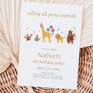 Calling all Party Animal Birthday Invitation