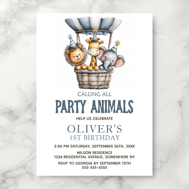 Calling All Party Animals 1st Birthday Party Invitation (Creator Uploaded)