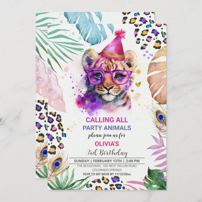 Calling all Party Animals Birthday Invitation (Front/Back)