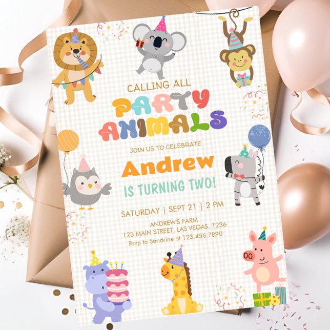 Calling All Party Animals Birthday Invitation (Creator Uploaded)