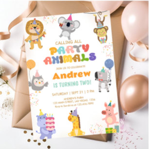 Calling All Party Animals Birthday Invitation