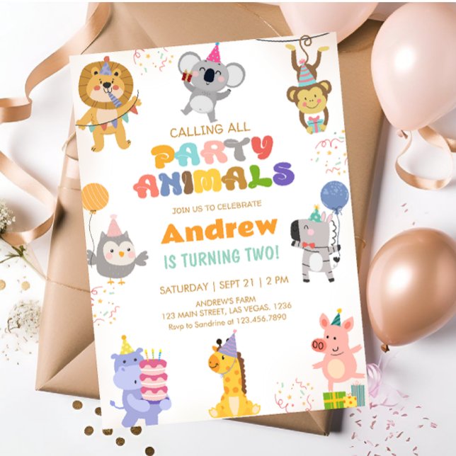 Calling All Party Animals Birthday Invitation (Creator Uploaded)