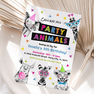 Calling All Party Animals Birthday Invitation