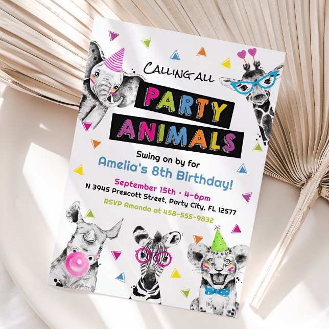 Calling All Party Animals Birthday Invitation (Calling All Party Animals Birthday Invitation)