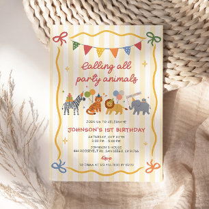 Calling All Party Animals Birthday Invitation