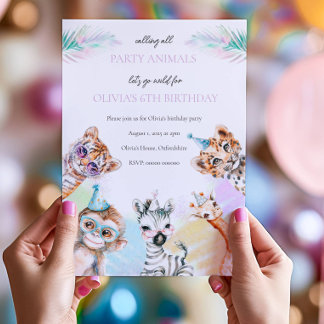 Calling All Party Animals Birthday Invitation