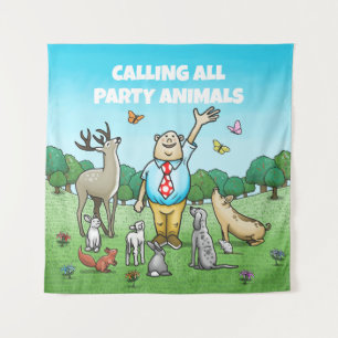 Calling All Party Animals Birthday Tapestry