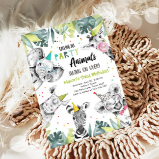 Calling All Party Animals Boy Safari Birthday Inv Invitation