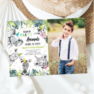 Calling All Party Animals Boy Safari Birthday  Inv Invitation