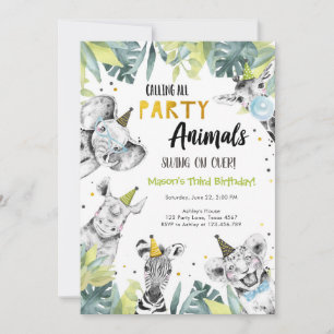 Calling All Party Animals Boy Safari Birthday  Invitation