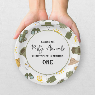 Calling All Party Animals Boy Safari Birthday Paper Plate