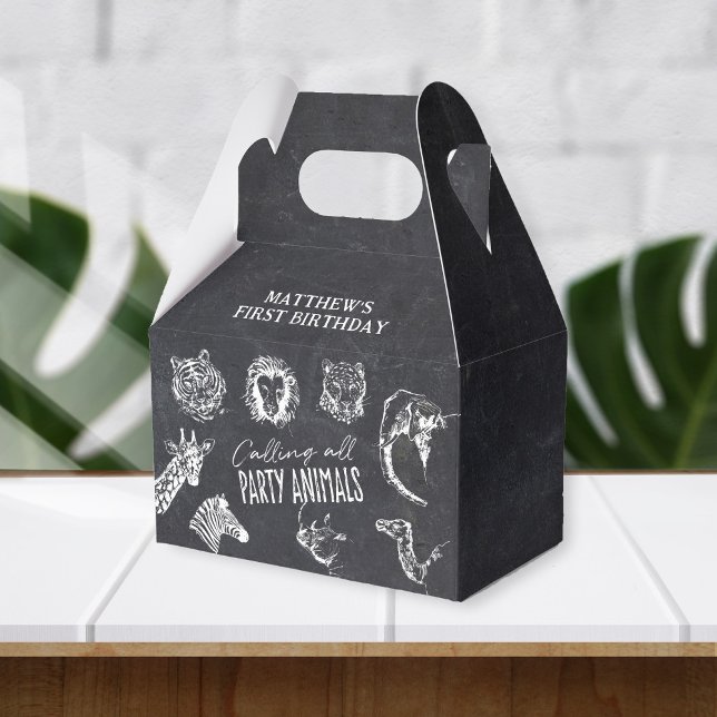 Calling All Party Animals Chalkboard Birthday Favour Box (Creator Uploaded)