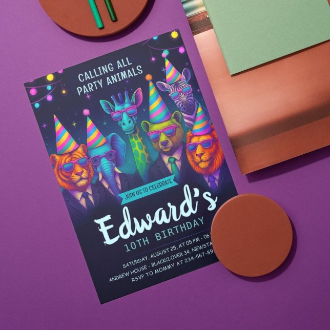 Calling All Party Animals – Fancy Animal Birthday  Invitation (Calling All Party Animals – Fancy Animal Birthday Invitation)
