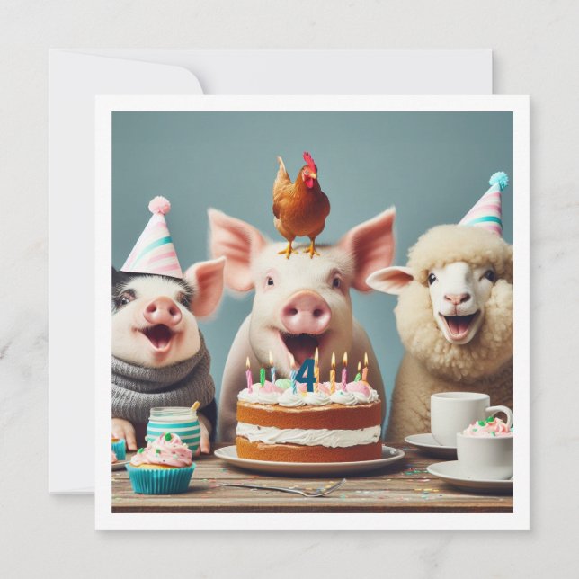 Calling all party animals farm birthday invitation (Front)