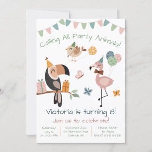 Calling all Party Animals! Fun Birthday Party Invitation