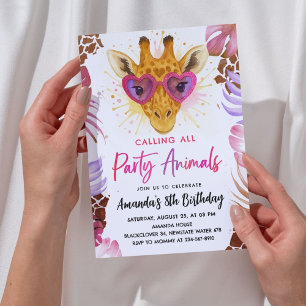 Calling All Party Animals - Giraffe Birthday Invitation