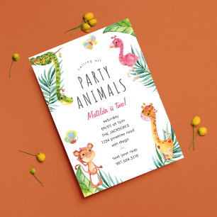 Calling All Party Animals Jungle Birthday Party Invitation