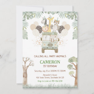 Calling All Party Animals Jungle Safari Birthday Invitation