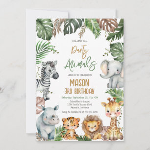 Calling All Party Animals Jungle Safari Birthday Invitation