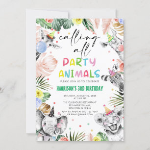 Calling All Party Animals Jungle Safari Birthday Invitation