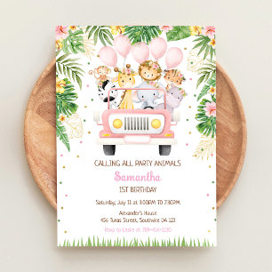 Calling All Party Animals Jungle Safari Birthday  Invitation
