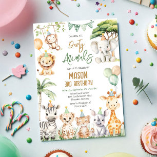 Calling All Party Animals Jungle Safari Birthday Invitation