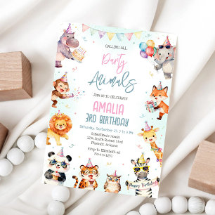 Calling All Party Animals Jungle Safari Birthday Invitation