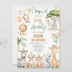Calling All Party Animals Jungle Safari Birthday Invitation