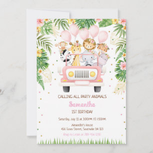 Calling All Party Animals Jungle Safari Birthday  Invitation