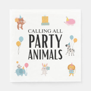 Calling All Party Animals Kids Birthday Napkin
