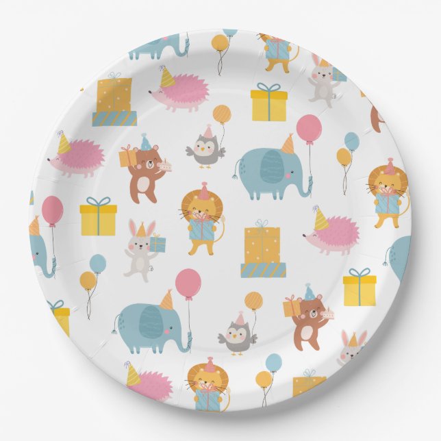 Calling All Party Animals Kids Birthday Paper Plate (Front)