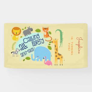 Calling all party animals kids birthday party banner
