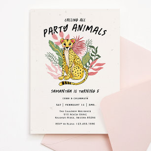 Calling All Party Animals Kids Cheetah Birthday Invitation