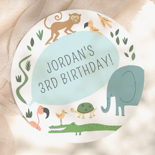 Calling All Party Animals! Modern Birthday Party Paper Plate