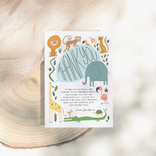 Calling All Party Animals! Modern Birthday Party Thank You Card